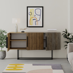 Zoom Madia Tontini 3 ante colore rovere noce e dark coffe 150 cm