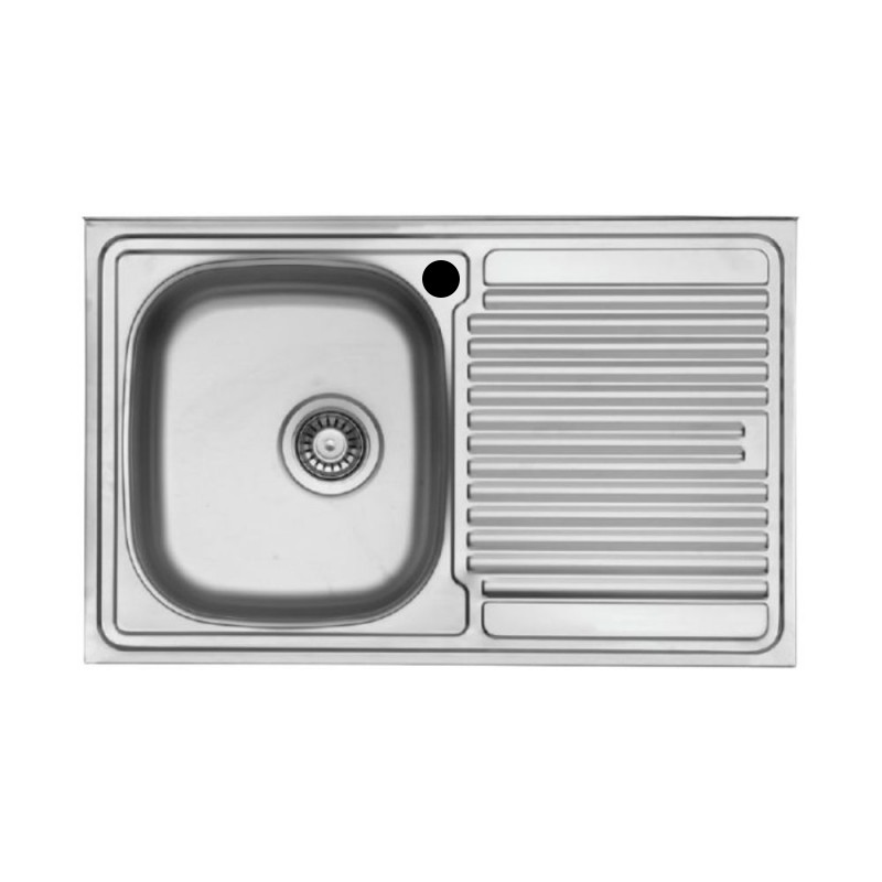 Lavello appoggio 80x50 SA216 1 vasca e gocciolatoio destro
