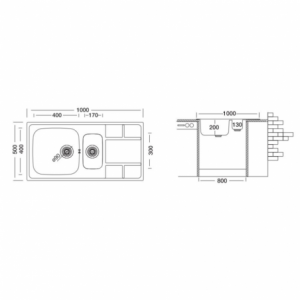 Zoom Lavello SAXT332 100x50 cm 2 vasche sinistro