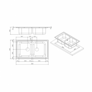 Zoom Lavello 86x50 2 vasche SAXT322A
