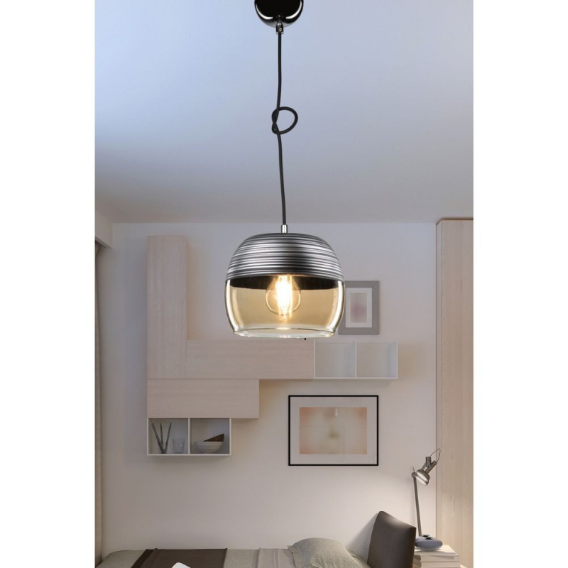 Lampada a sospensione Punto ASZ0857 diffusore bicchiere rovesciato nero