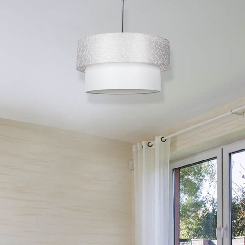 Lampada a sospensione Polo MDL2749 in tessuto grigio