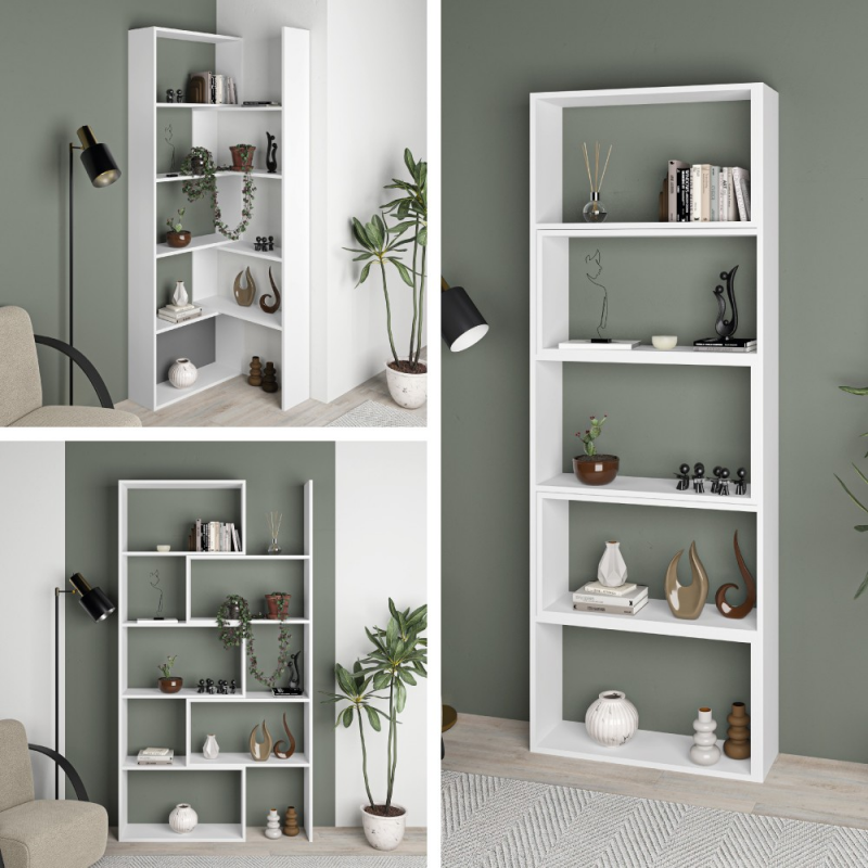 Libreria Wish estensibile angolare bianca 200h