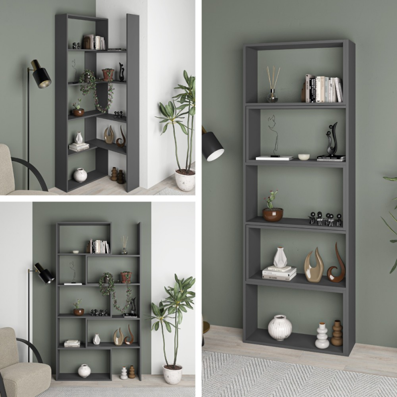 Libreria Wish estensibile angolare antracite 200h