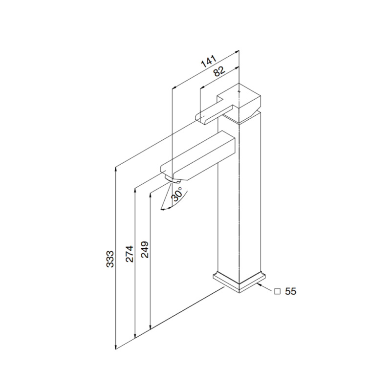 Miscelatore bagno Quadra lavabo alto cromato