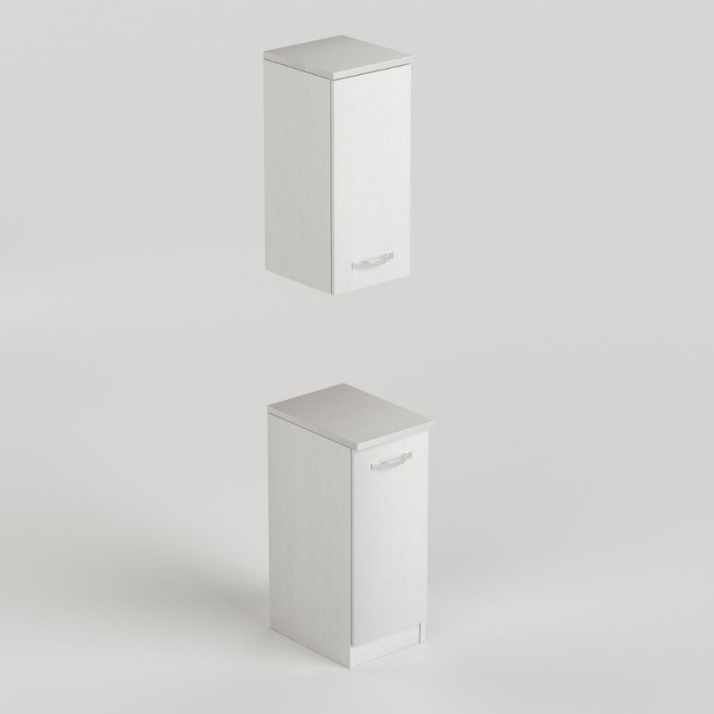 Laundry pensile bagno con anta 36x38x77 bianco frassinato