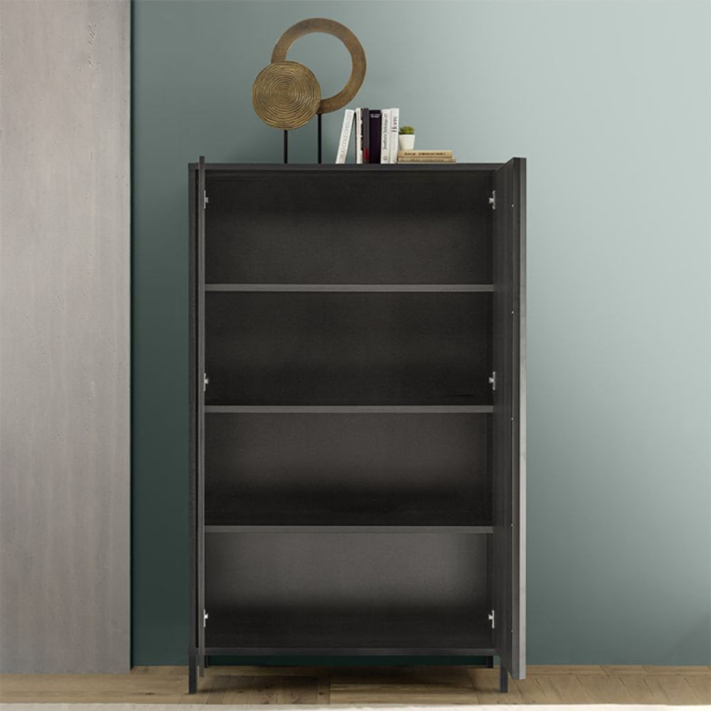 Contenitore Giugi 2 ante nero frassinato 106x40x177