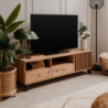 Porta TV Medan56A 2 cassetti e anta con vani a giorno rovere antracite