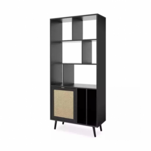 Zoom Libreria Vienna20A nera con frontali effetto vimini