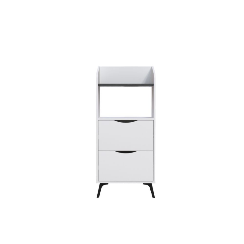 Mobile multiuso Gorki con cassetti bianco e ripiano retro grey