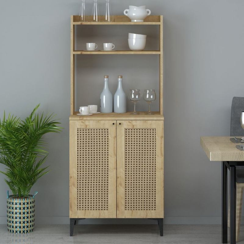 Credenza alta Zanne 2 ante e vani a giorno rovere