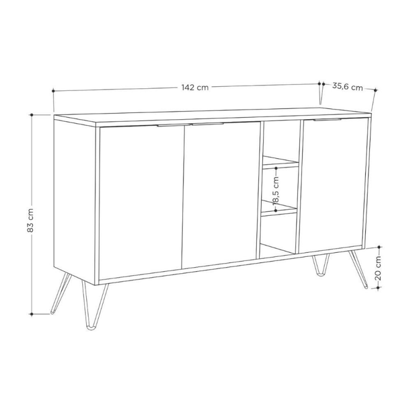 Madia Clara Lagina dark coffe 3 ante effetto marmo bianco 142x35,5x83h
