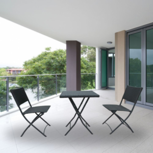 Zoom Set WRB015 Tavolo e sedie pieghevoli rattan nero