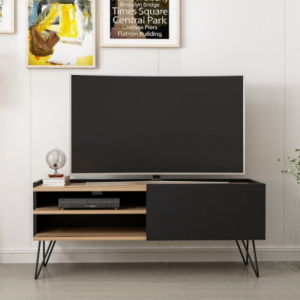 Zoom Mobile porta TV Aral nero e noce con anta a ribalta