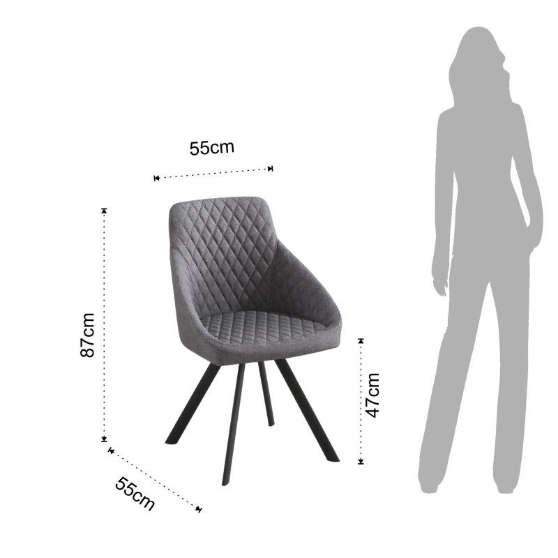 Sedia Imbottita Tips Grey 84 X 59 X 58 Cm