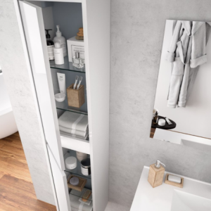 Zoom Colonna pensile bagno Jorge 2 ante bianco laccato lucido 30x24x140