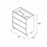 Mobile bagno Elmas100 con lavabo rovere caledonia 3 cassetti 100x45x86h
