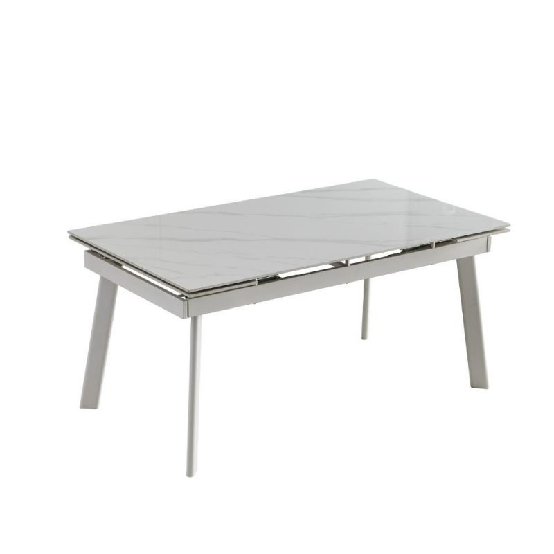 Tavolo allungabile Presena in ceramica colore bianco puro e gambe metallo nere