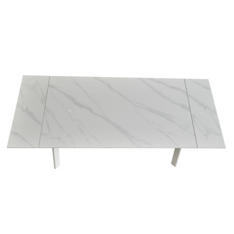 Tavolo allungabile Presena in ceramica colore bianco puro e gambe metallo nere
