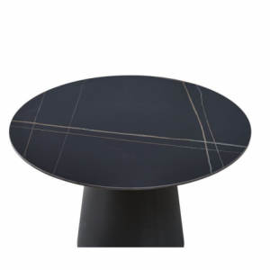 Zoom Tavolo rotondo Lauren in ceramica colore nero con venature oro