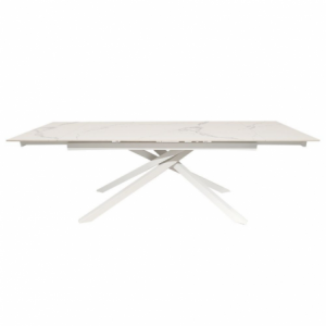 Zoom Tavolo allungabile Nefti con top in ceramica colore bianco statuario lucido con gambe bianche