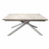 Tavolo allungabile Nefti con top in ceramica colore grigio chiaro italiano lucido con gambe argento