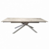Tavolo allungabile Nefti con top in ceramica colore grigio chiaro italiano lucido con gambe argento