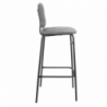 Sgabello Ross in velluto grigio con gambe nere