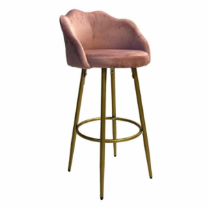 Zoom Sgabello Orel in velluto rosa con gambe dorate opache