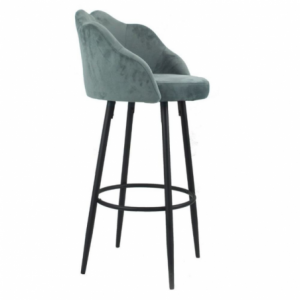 Zoom Sgabello Orel in velluto grigio con gambe nere opache