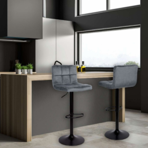 Zoom Sgabello regolabile Mosva colore grigio con gambe nere opache