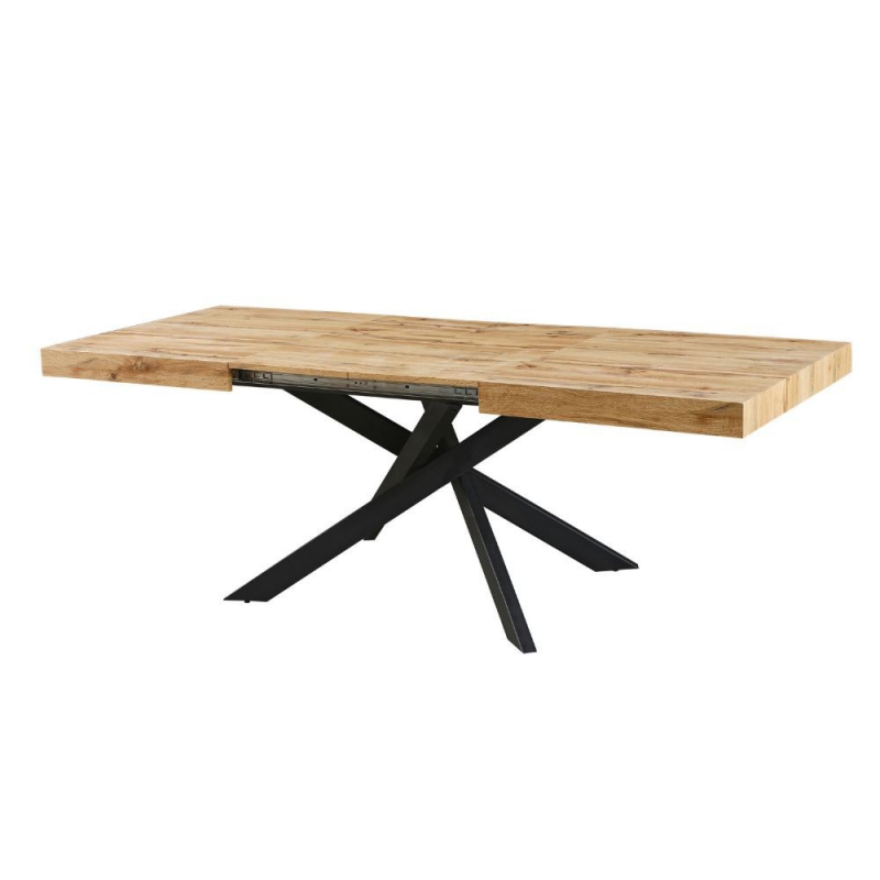Tavolo Belinda allungabile piano colore rovere e struttura colore nero