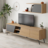 Porta tv Fiona rovere con anta antracite e mensola