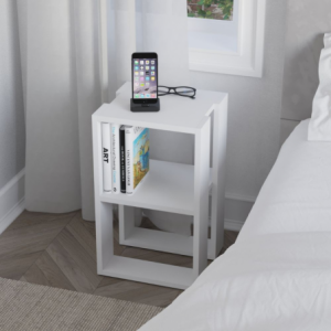 Zoom Tavolino comodino Lonie colore bianco
