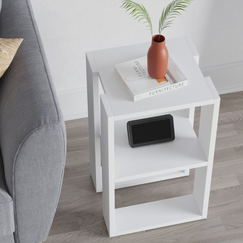 Tavolino comodino Lonie colore bianco