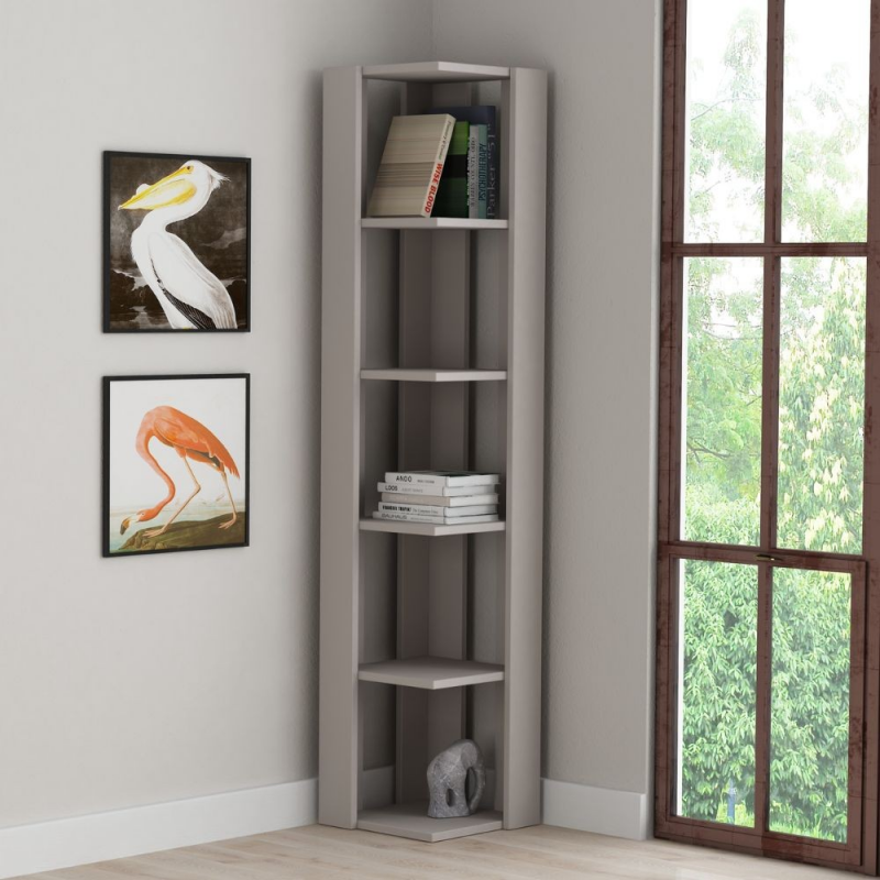 Libreria angolare Nati light mocha 5 ripiani