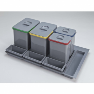 Zoom Pattumiera Practiko 90 colore grigio capacità 2x12 LT+2x5 LT e tre vaschette