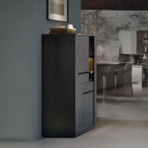 Vetrina credenza Alce 2 ante nero con particolari oro