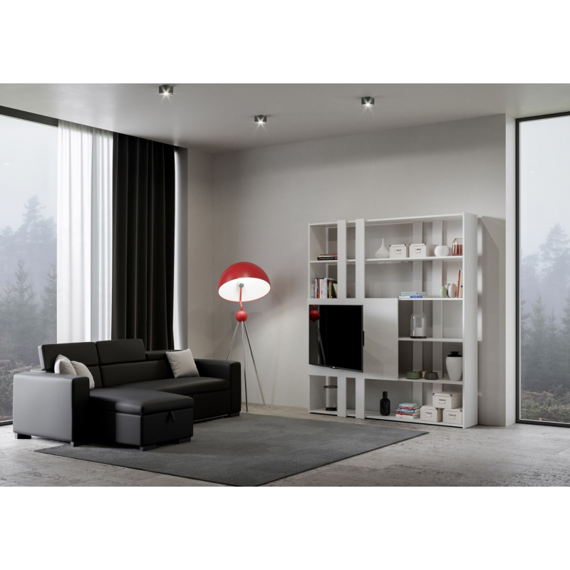 Composizione Libreria Kato 6R 2 fianchi 2 fasce lunghe 2 fasce corte 2 fasce medie pannello TV