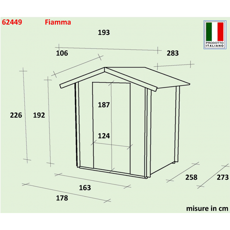 Casetta Bh16 Fiamma 178x273 cm PDC pefc