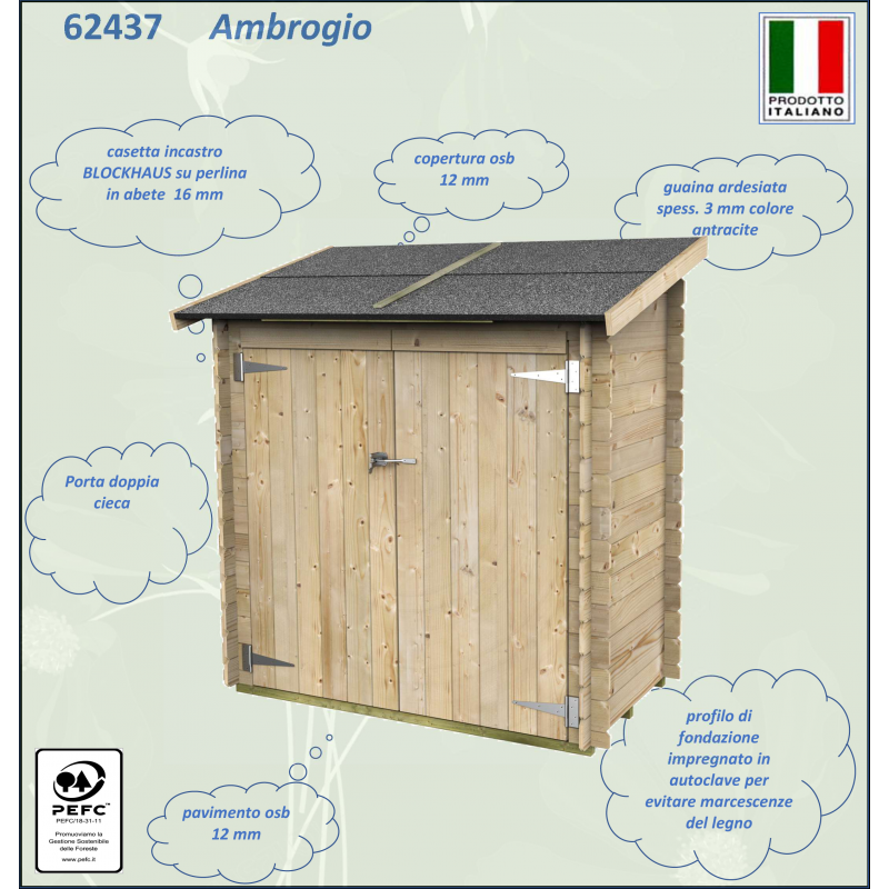 Casetta Bh16 Ambrogio Addossata Varie misure e colori PDC pefc