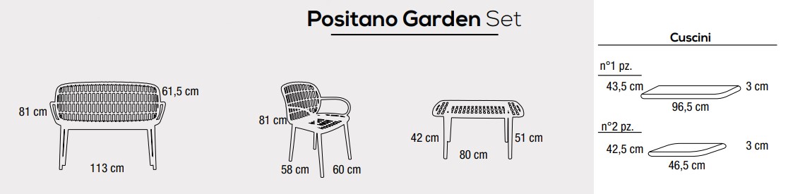 Misure Set Garden Portofino